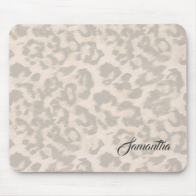 Beiger Leopardenprint. Mousepad (Vorne)
