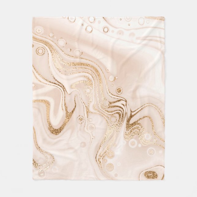Beiger Marmor mit Goldplättchen aus Glitzer Fleecedecke (Vorderseite)