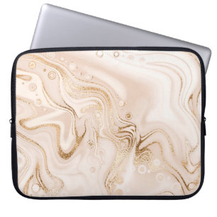 Beiger Marmor mit Goldplättchen aus Glitzer Laptopschutzhülle