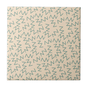 Beiges Blaues Zick-Zack-Muster Fliese