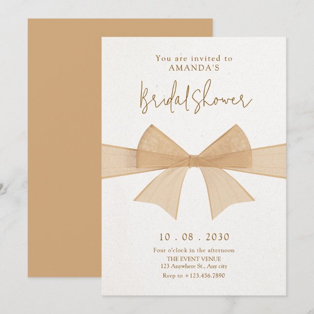 Beiges Brautparty Einladung (Vorne/Hinten)