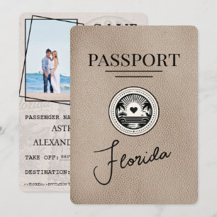 Beiges Florida-Reisepass Save The Date