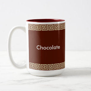 Beiges griechisches Muster auf braun-rötlich Zweifarbige Tasse