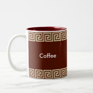 Beiges griechisches Muster auf braun-rötlich Zweifarbige Tasse
