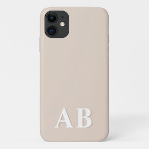 Beiges modernes Minimal-Initial-Monogramm Case-Mate iPhone Hülle
