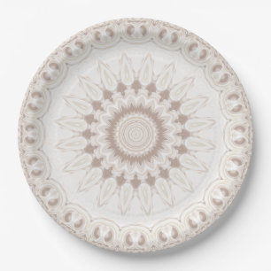Beiges und cremefarbenes Mandala-Muster Pappteller