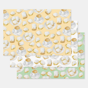 Beignets und Kaffeepapier Geschenkpapier Set
