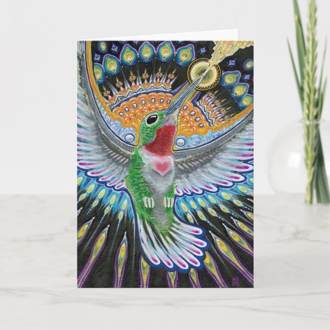 Beija Flor ("Blumen-Mund") Kolibri-Malerei Karte (Vorderseite)