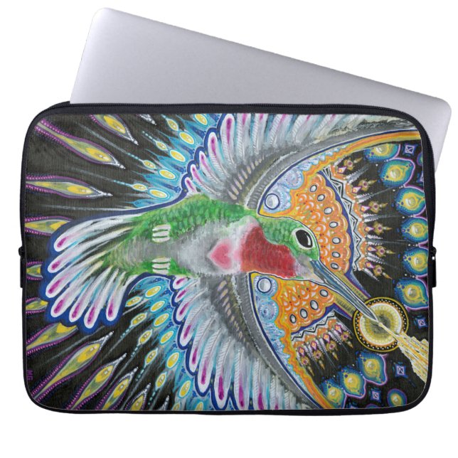 Beija Flor ("Blumen-Mund") Kolibri-Malerei Laptopschutzhülle (Vorderseite)