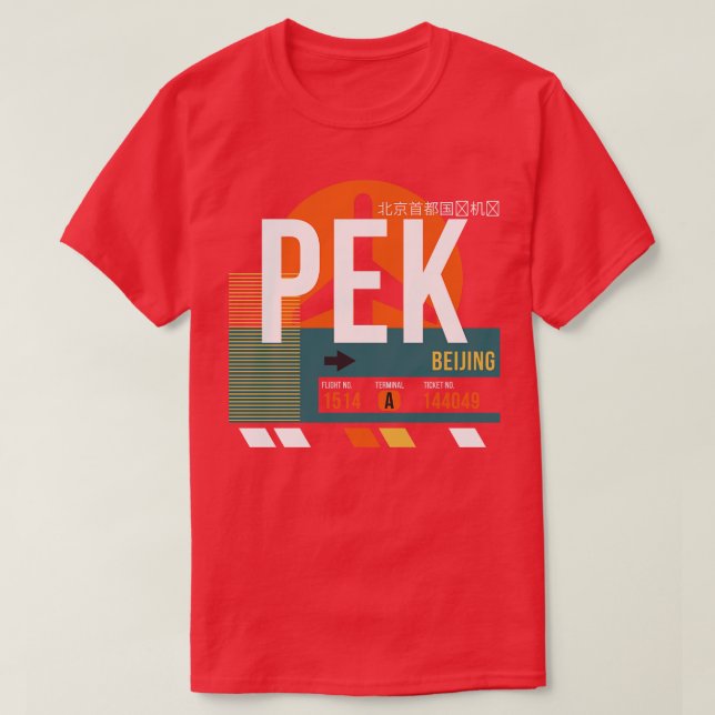 Beijing PEK Airport Code Gepäckmarke T-Shirt (Design vorne)