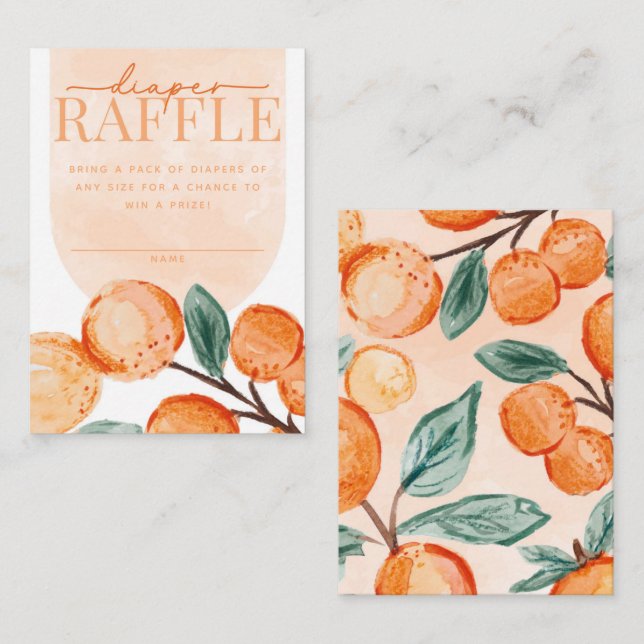 Beilage der Citrus Orange Diaper-Faltkarte Begleitkarte (Vorne/Hinten)