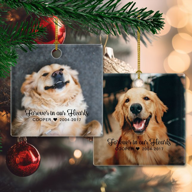 Beileid 2 Foto zur Erinnerung von Haustieren Keramikornament (Pet Memorial Sympathy 2 Photo Ceramic Ornament)