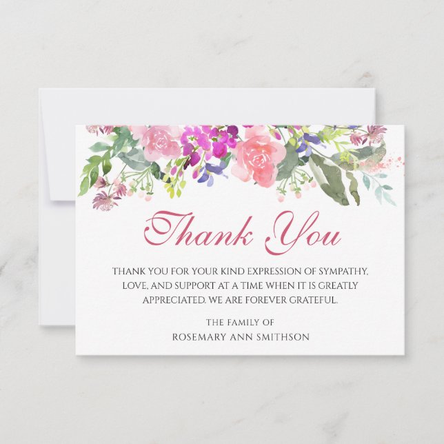 Beileid Beerdigung Dankeschön Cards floral Dankeskarte (Vorderseite)