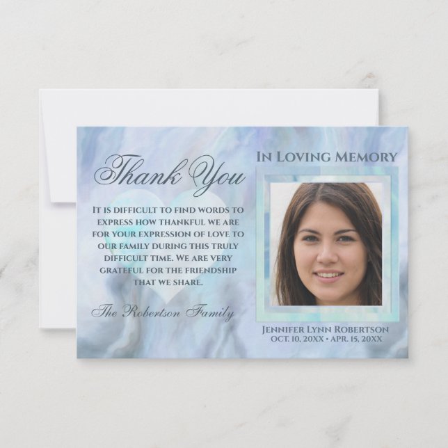 Beileid Beerdigung Foto DANK IHNEN mit Herz (Vorderseite)