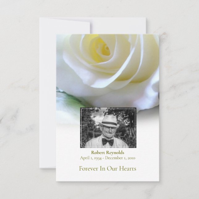 Beileid Beerdigung White Rose Foto Vielen Dank Dankeskarte (Vorderseite)