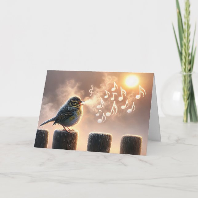 Beileid Bird auf alten Zaun singen Karte (Vorderseite)