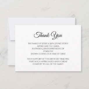 Beileid Black Script Einfache Beerdigung Danke Einladung