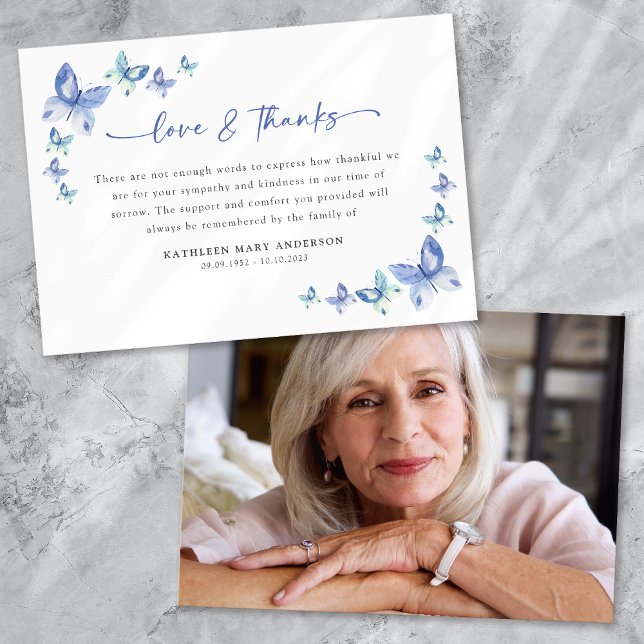 Beileid Butterflies Foto Beerdigung Dankeskarte (Von Creator hochgeladen)