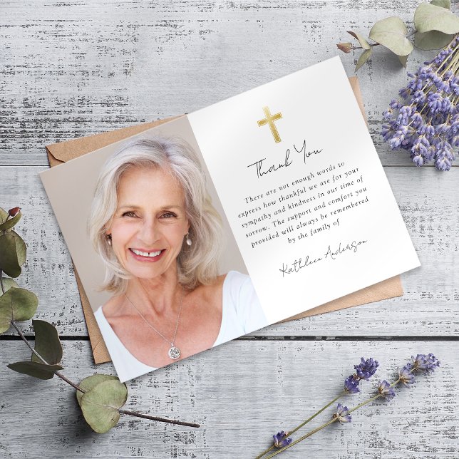 Beileid Cross Foto Beerdigung Dankeskarte (Von Creator hochgeladen)