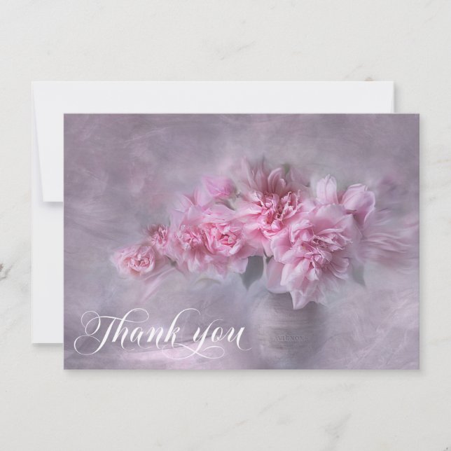 Beileid DANKE IHNEN Gedenkstein Pink Peonies Vase (Vorderseite)