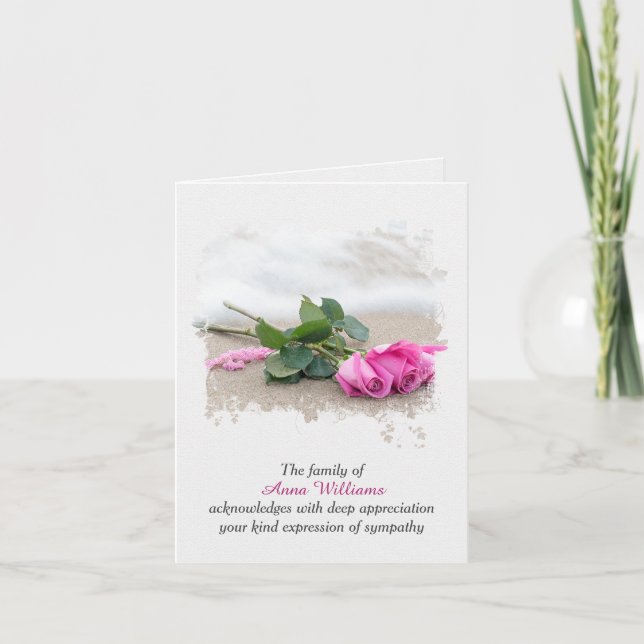 Beileid danke Ihnen Rose auf Sand Karte (Vorderseite)