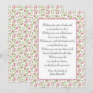 Beileid Danke, Pink Roses Karte