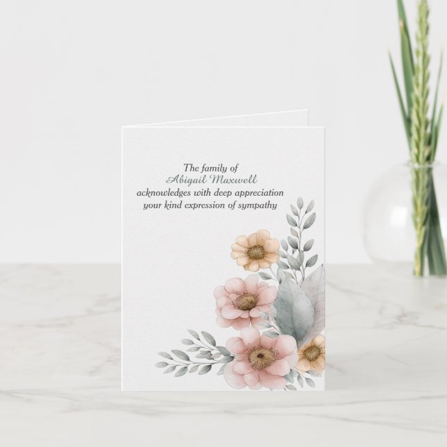 Beileid Danke, Watercolor Bouquet Karte (Vorderseite)