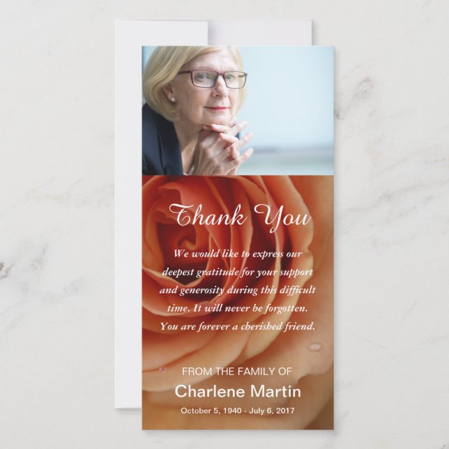 Beileid danken Ihnen Begräbnis- Dankeskarte (Vorderseite)