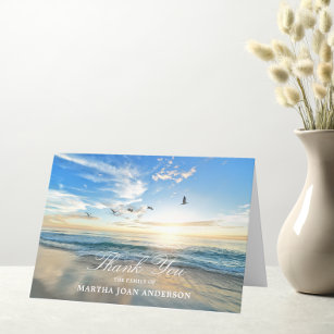 Beileid DANKEN SIE Gedenkstätte Sunset Ocean Beach Dankeskarte