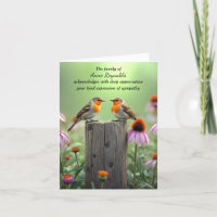 Beileid Dankeschön an Songbirds auf einem Zaun