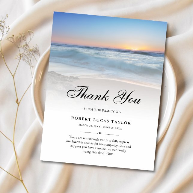 Beileid Dankeschön Beach Ocean Beerdigung Postkarte (Beach Sympathy Thank You Postcard)