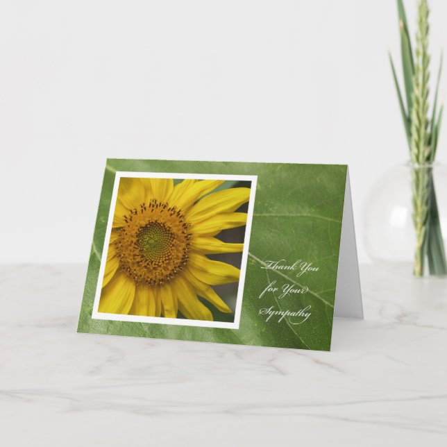 Beileid Dankeschön-Karte — Sonnenblume Danke (Vorderseite)