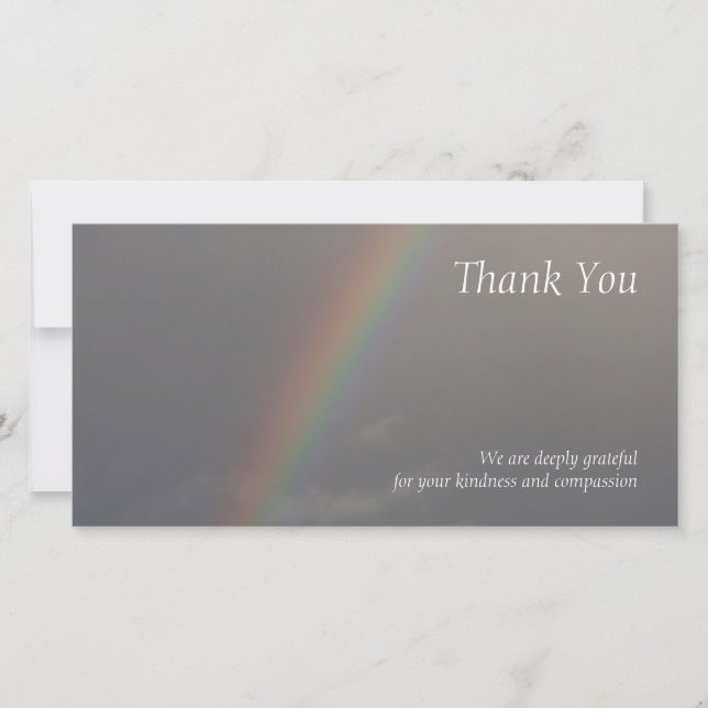 Beileid des Regenbogen-2 danken Ihnen Foto-Karte Dankeskarte (Vorderseite)