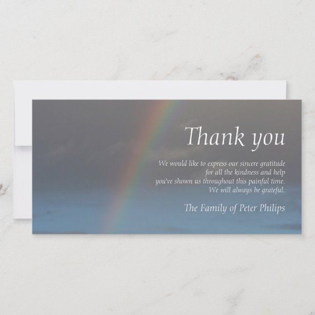 Beileid des Regenbogen-2 danken Ihnen Foto-Karte Dankeskarte (Vorderseite)