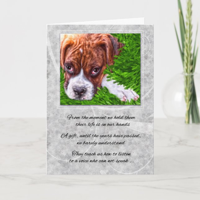 Beileid des Tieres Verlust eines Dog Boxers mit St Karte (Vorderseite)