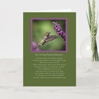 Beileid Erinnerungsgedicht mit Hummingbird Karte