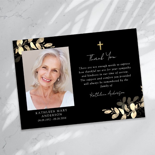 Beileid Eukalyptus Cross Foto Beerdigung Dankeskarte (Von Creator hochgeladen)