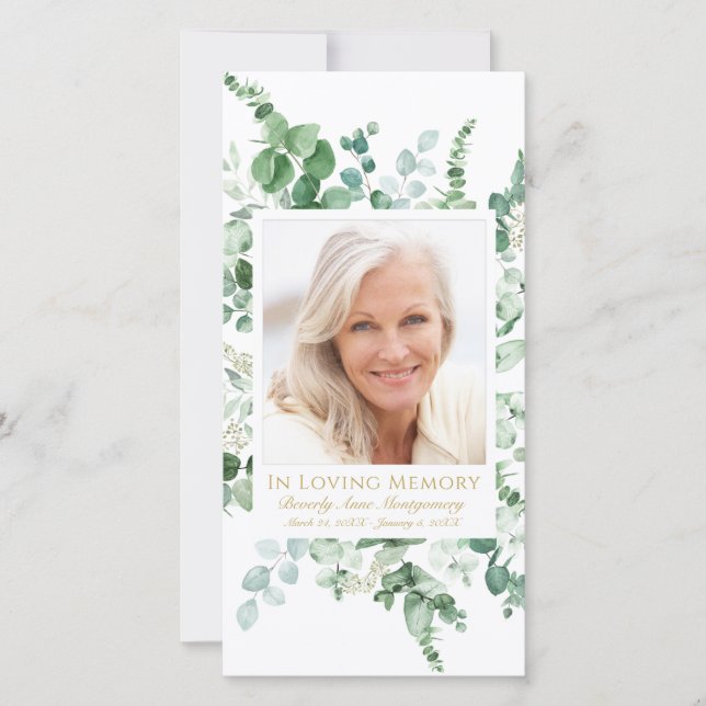 Beileid Eukalyptus Foto Gold Beerdigung Gebet (Vorderseite)