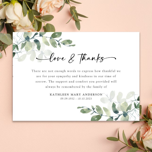 Beileid Eukalyptus Funeral Dankeskarte (Von Creator hochgeladen)