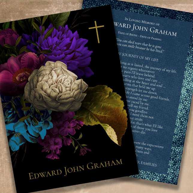 Beileid florale Gedenkfeier Dankeschön Karte (Elegant Sympathy Floral Funeral Thank You Card)