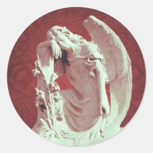 Beileid Friedhof Gedenktafel Trauer Angel Runder Aufkleber