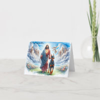 Beileid für den Hund Loss Jesus mit Doberman