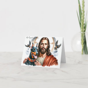 Beileid für den Hund Loss Jesus mit Doberman Karte