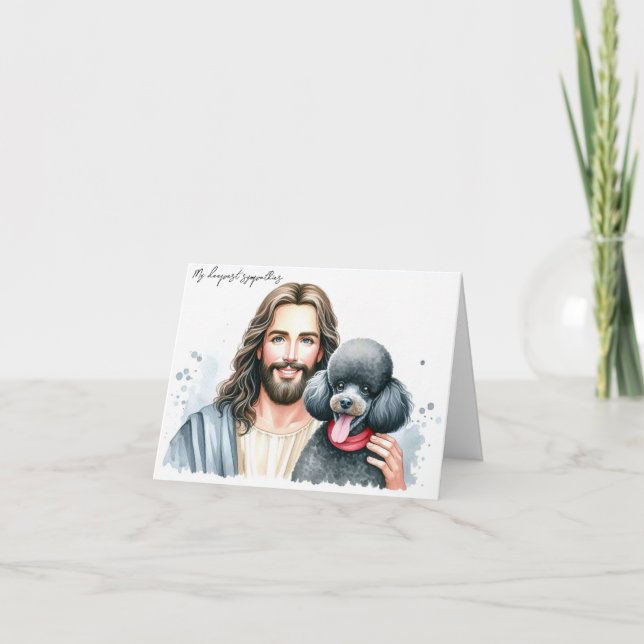Beileid für den Hund Loss Jesus mit Poodle Karte (Vorderseite)