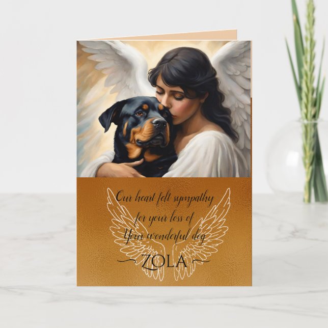 Beileid für den Verlust der Rottweiler Angel Kunst Einladung (Vorderseite)
