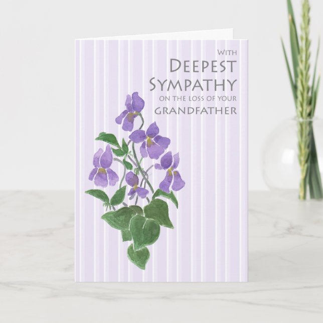 Beileid für den Verlust von Großvater mit Violetka Karte (Vorderseite)