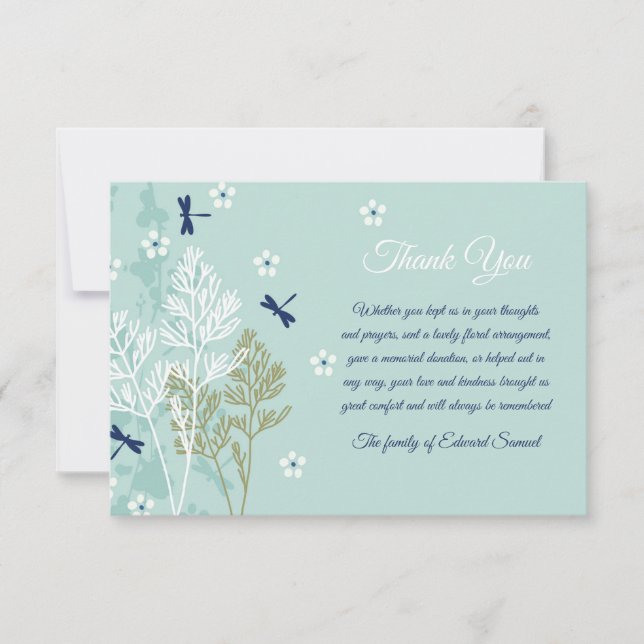 Beileid für Libellen Danke, Karte (Vorderseite)