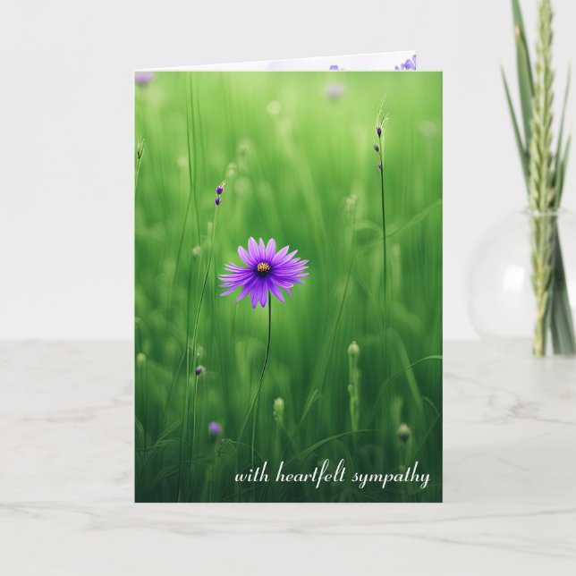 Beileid für lila Wildblumen Karte (Vorderseite)