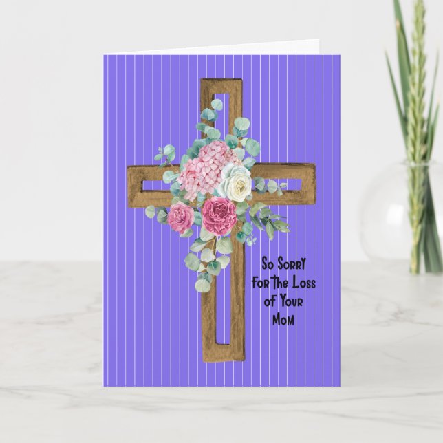 Beileid für Mama mit Blumenkreuz Karte (Vorderseite)