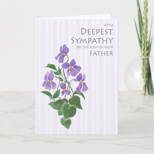 Beileid für Vaterverlust mit Violetskarte Karte (Vorderseite)
